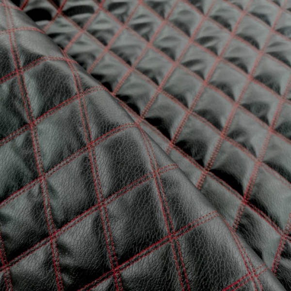 Black Quilted Leatherette (Red)
